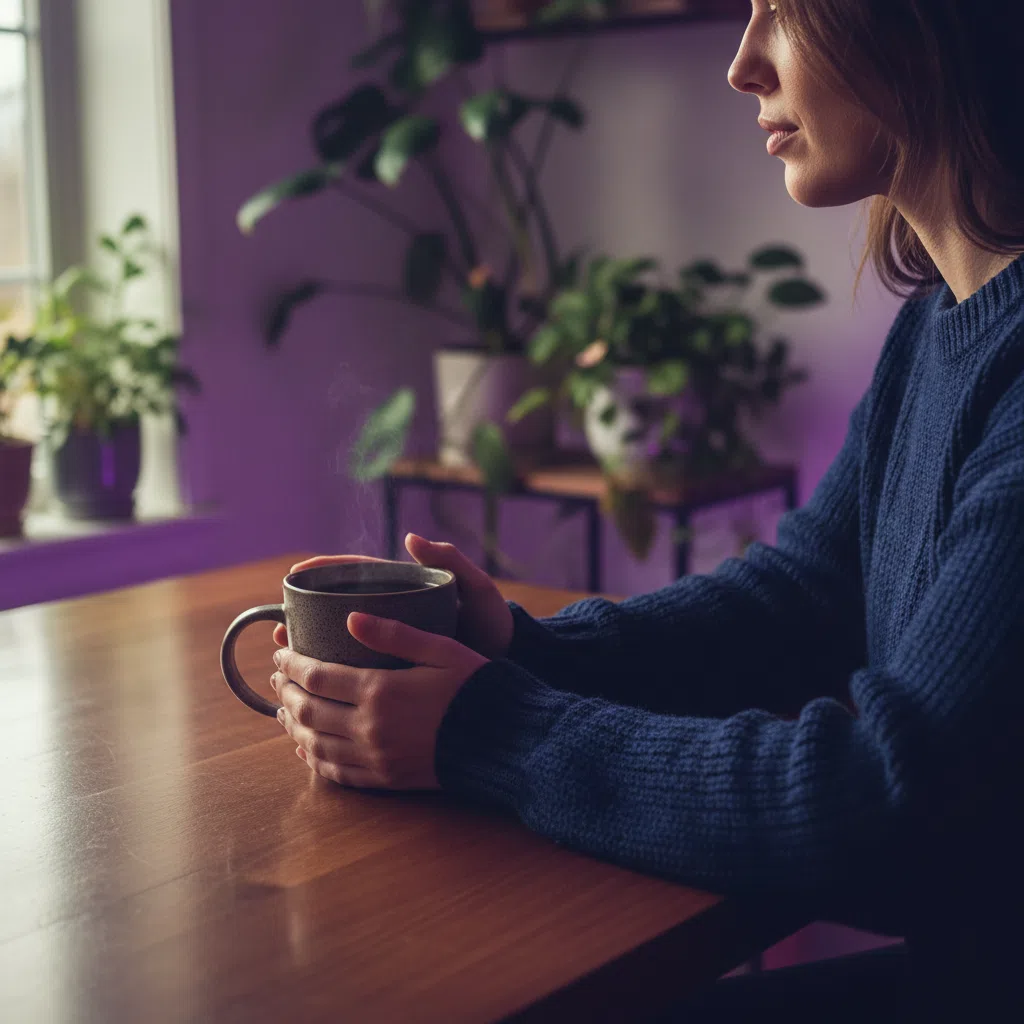 Person hält eine Tasse Kaffee am Morgen - gesunde Morgenroutine